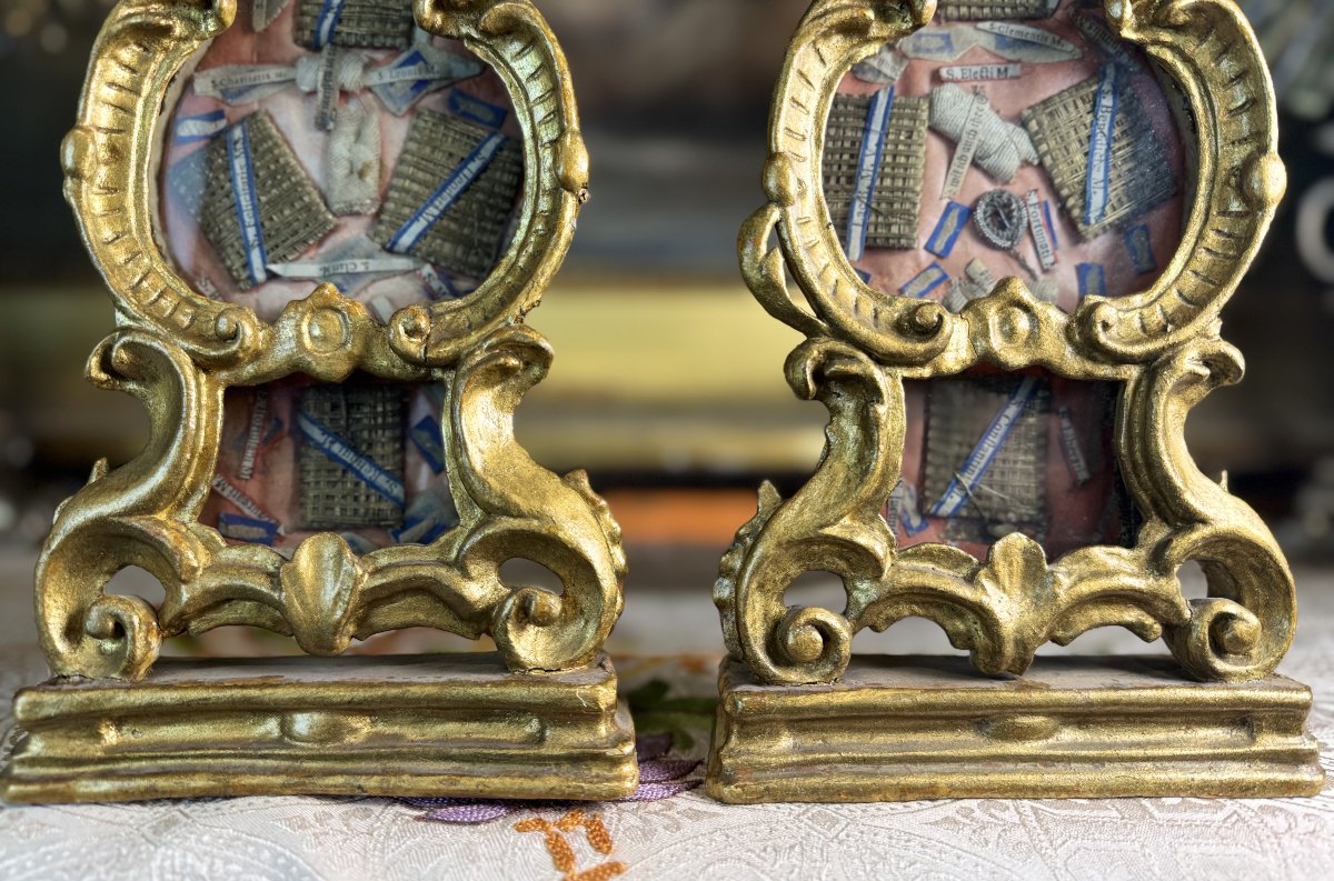 Paire de monstrances reliquaires baroques - XVIIIe -photo-1