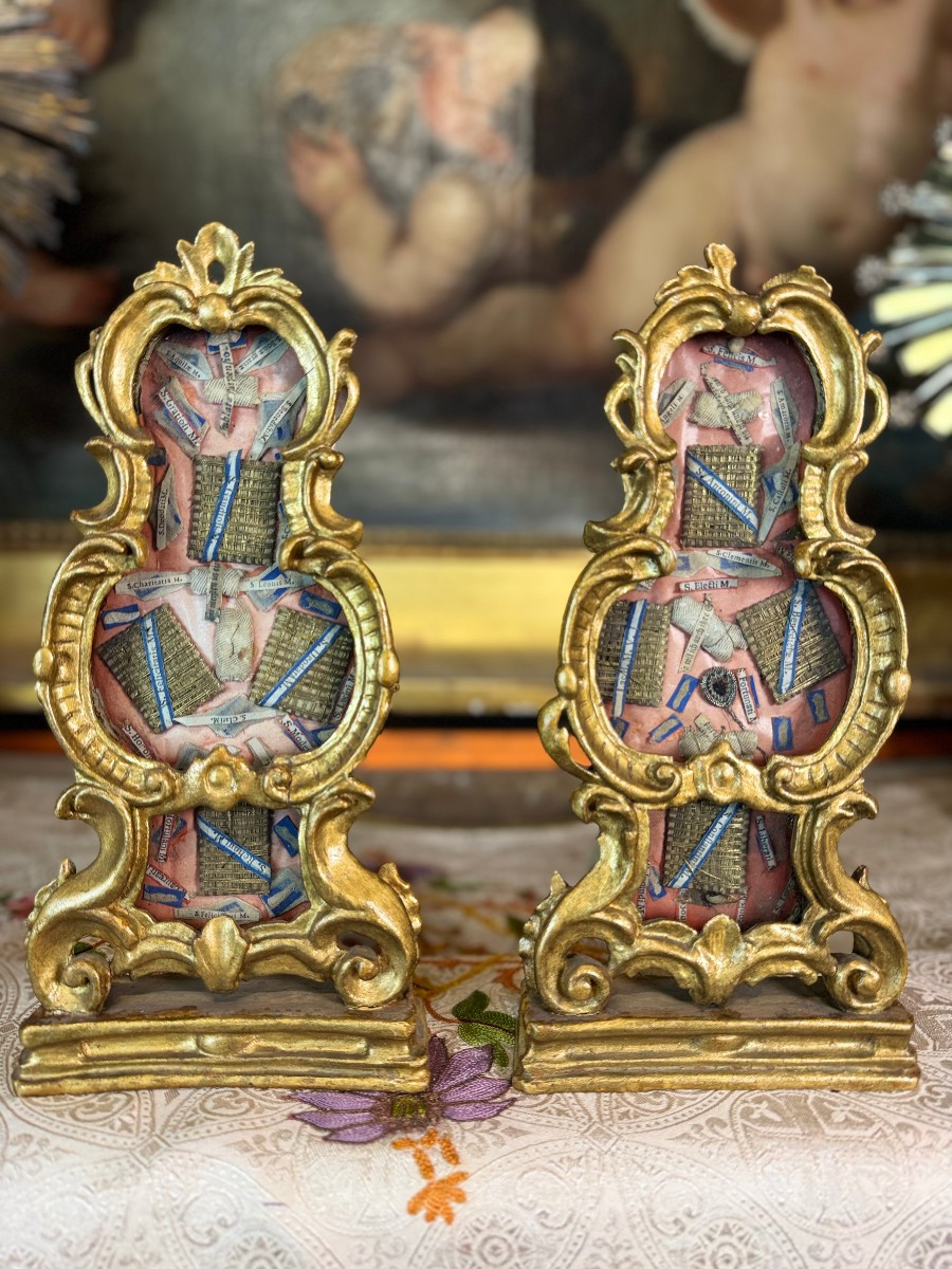 Paire de monstrances reliquaires baroques - XVIIIe 