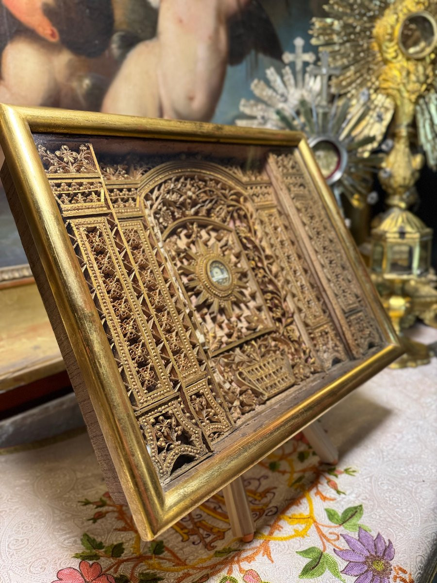 Reliquaire paperolles De Sainte Barbe - circa 1800-photo-3
