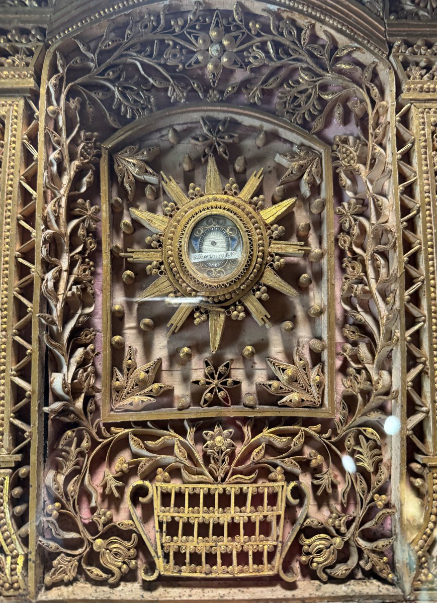 Reliquaire paperolles De Sainte Barbe - circa 1800-photo-1