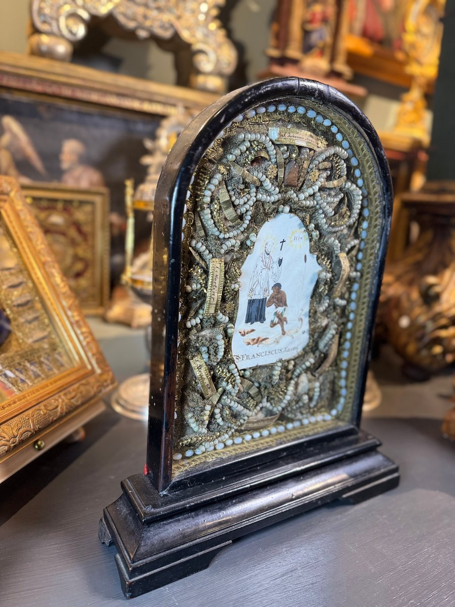 Niche Reliquaire à La Gloire De Saint François Xavier - circa 1800  -photo-4