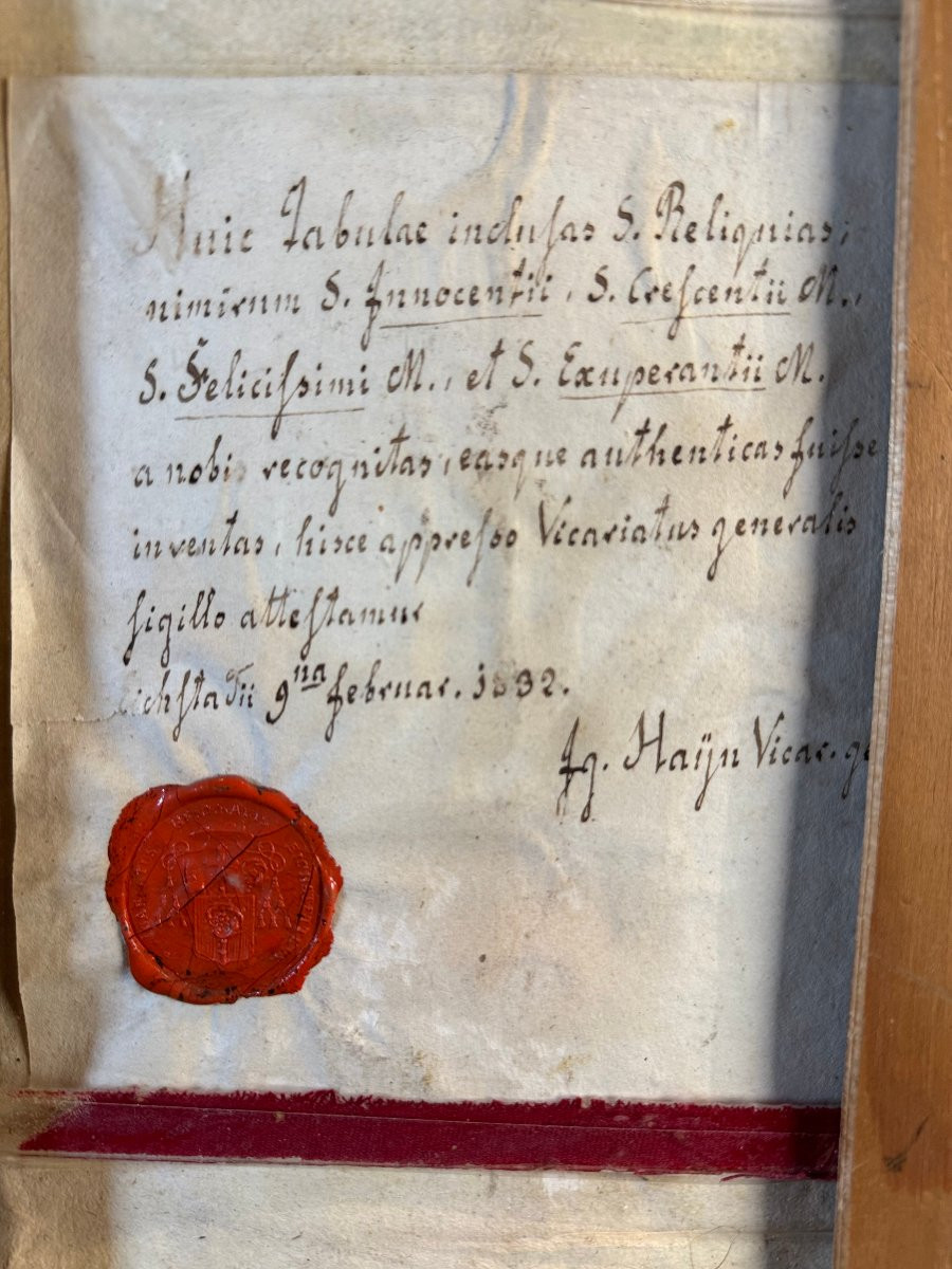 Important Reliquaire Aux Quatre Reliques de Saints Martyrs et son authentique – XVIIIe -photo-8