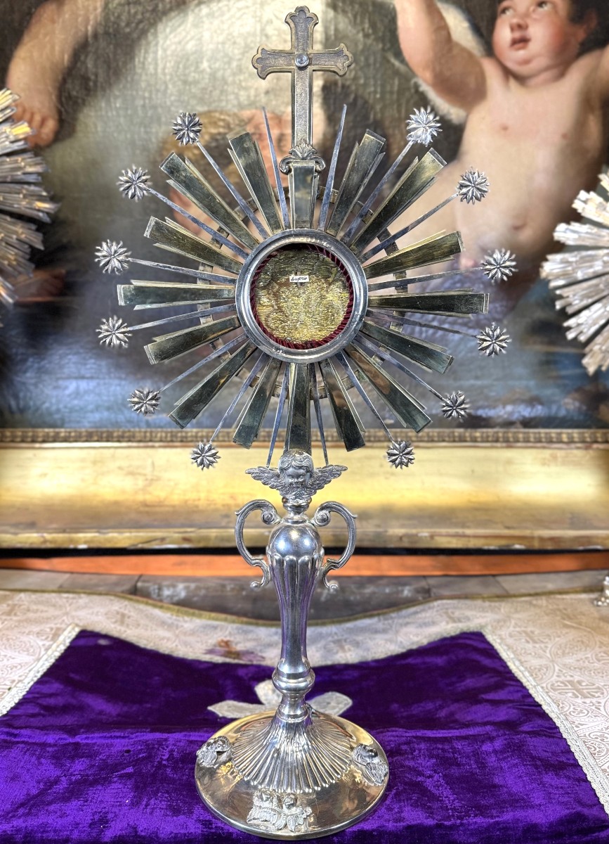 Silver Monstrance With A Relic Of Saint Eugene - 19th Century 
