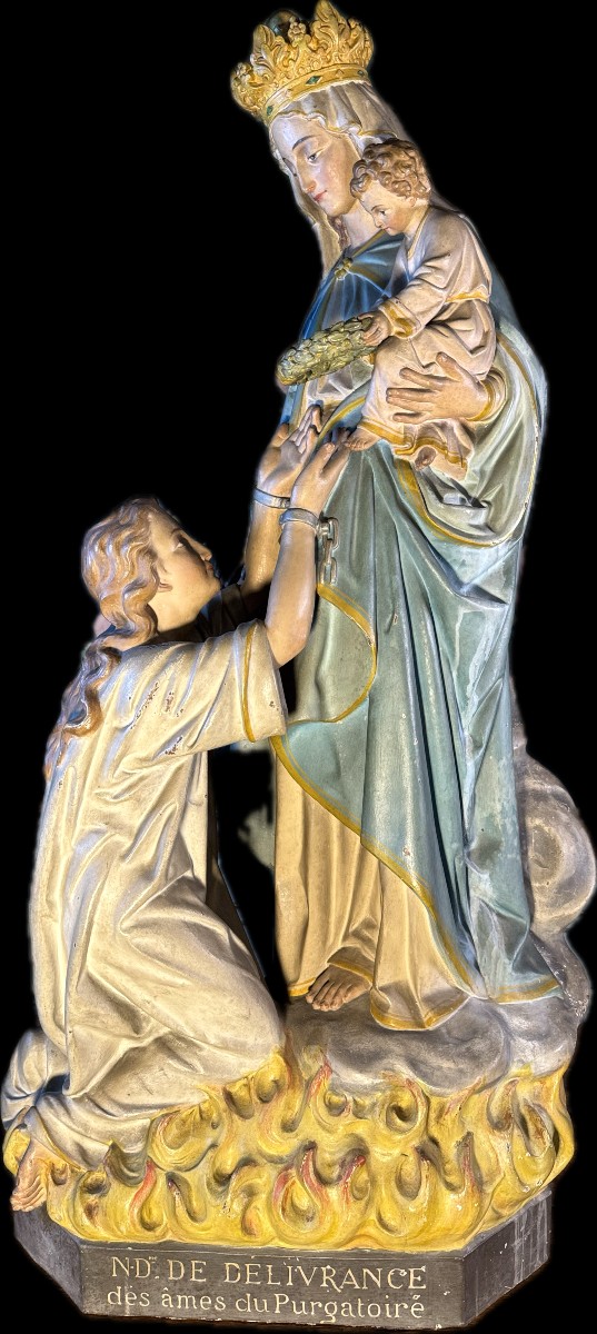 Imposante représentation de Notre-Dame de Délivrance des âmes du Purgatoire - Circa 1900 