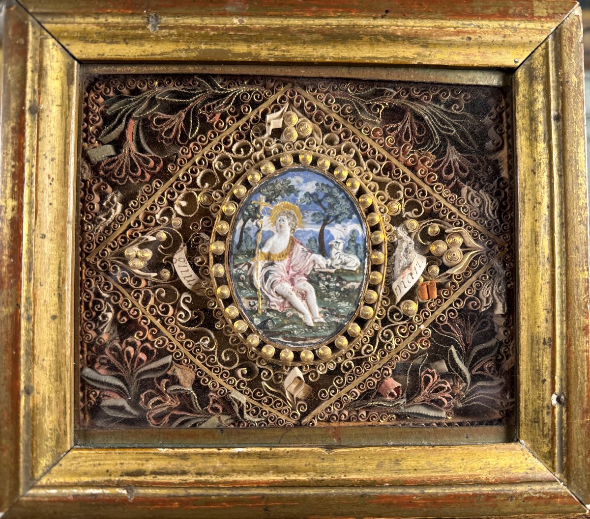 The Good Shepherd - Paperolle Reliquary - 18th Century -photo-2