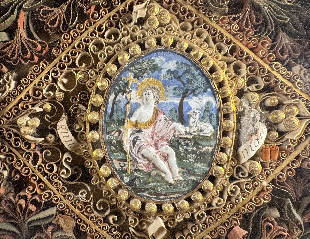 The Good Shepherd - Paperolle Reliquary - 18th Century -photo-3