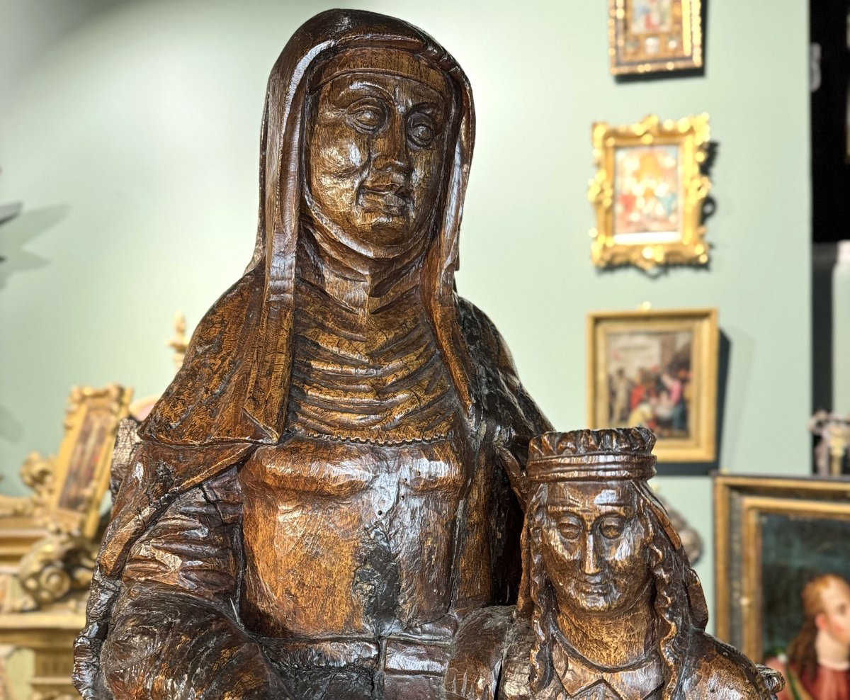 The Education Of The Virgin - Wooden Group - Late 16th Century -photo-2