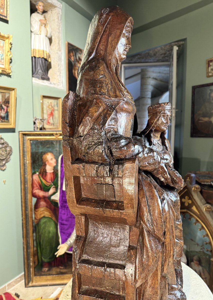 The Education Of The Virgin - Wooden Group - Late 16th Century -photo-3