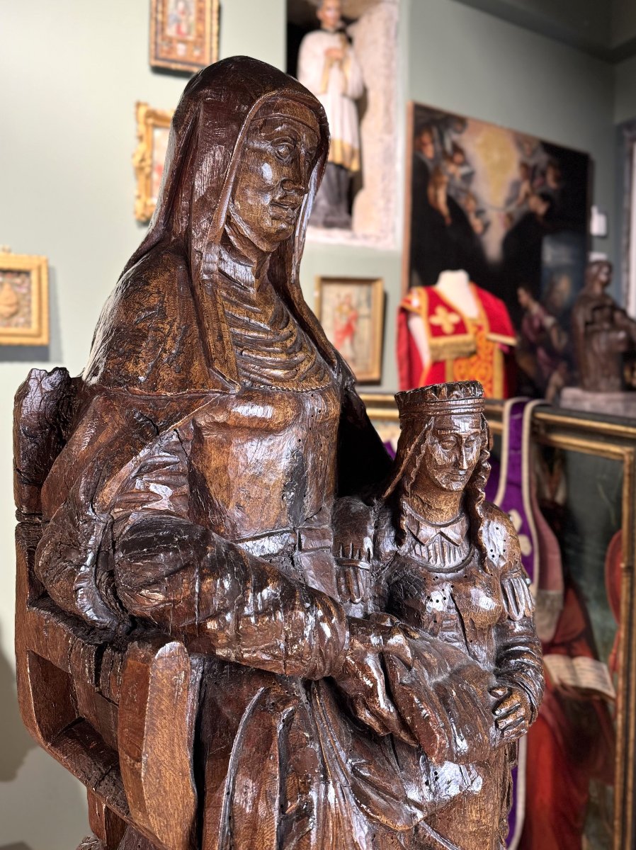 The Education Of The Virgin - Wooden Group - Late 16th Century -photo-2