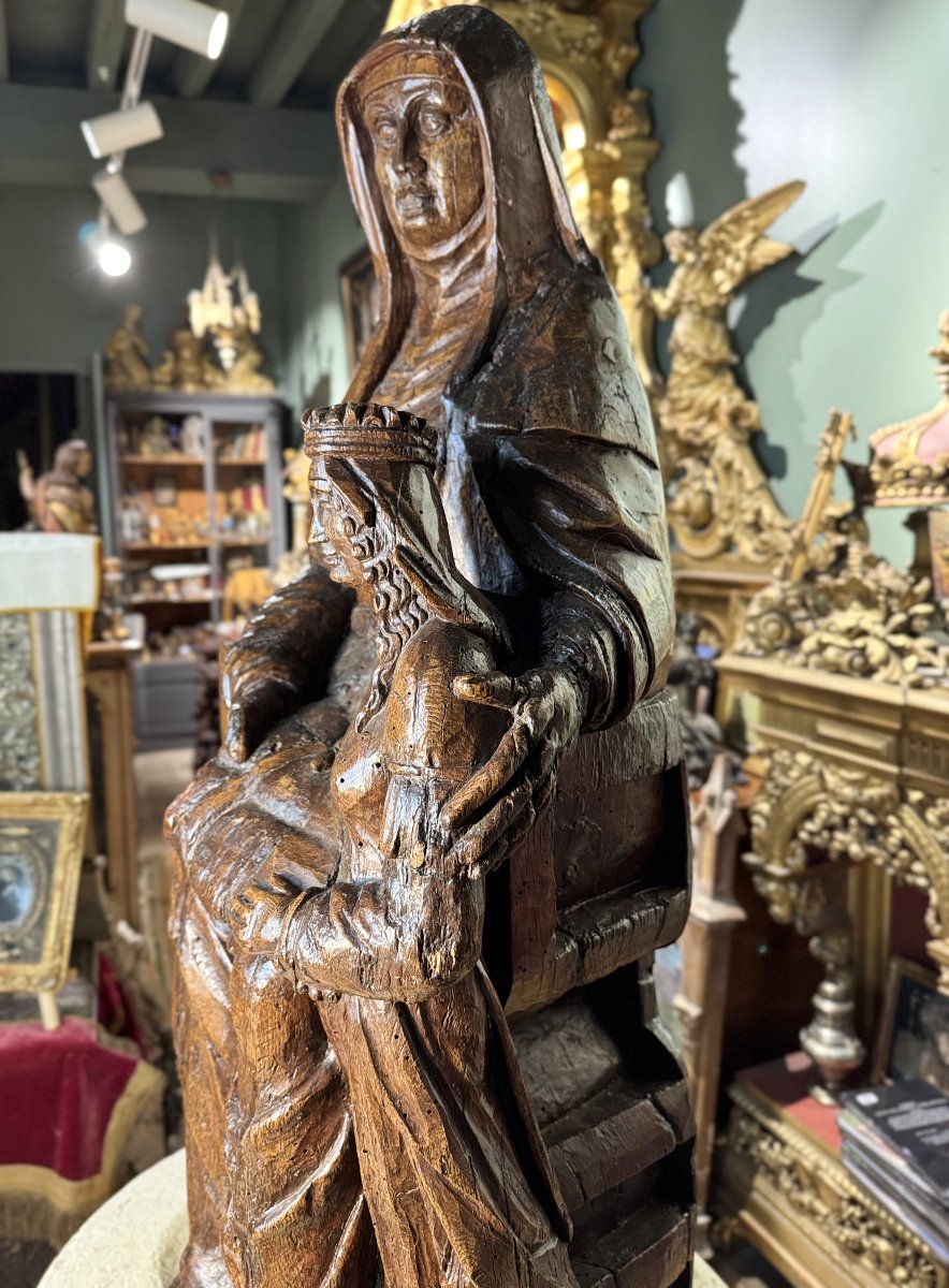 The Education Of The Virgin - Wooden Group - Late 16th Century -photo-4