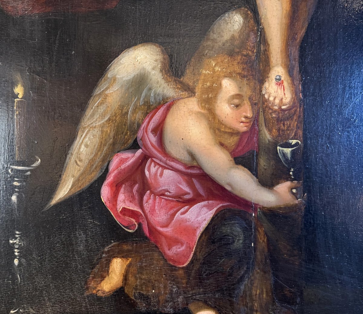 Scène de Crucifixion -  Anges aux Graals  - XVIIe -photo-2