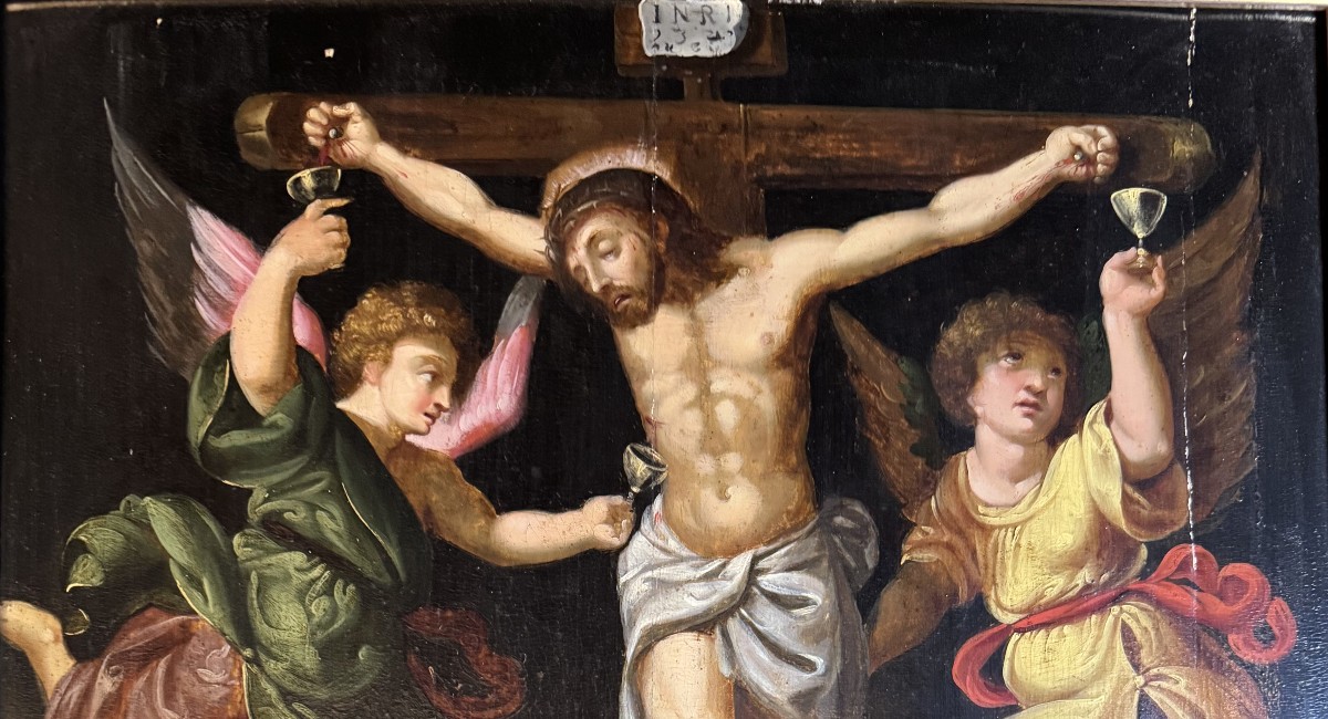 Scène de Crucifixion -  Anges aux Graals  - XVIIe