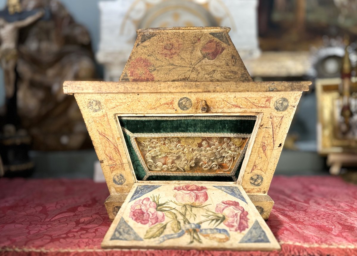 Reliquary Shrine In Its Wooden Box - 18th Century -photo-3