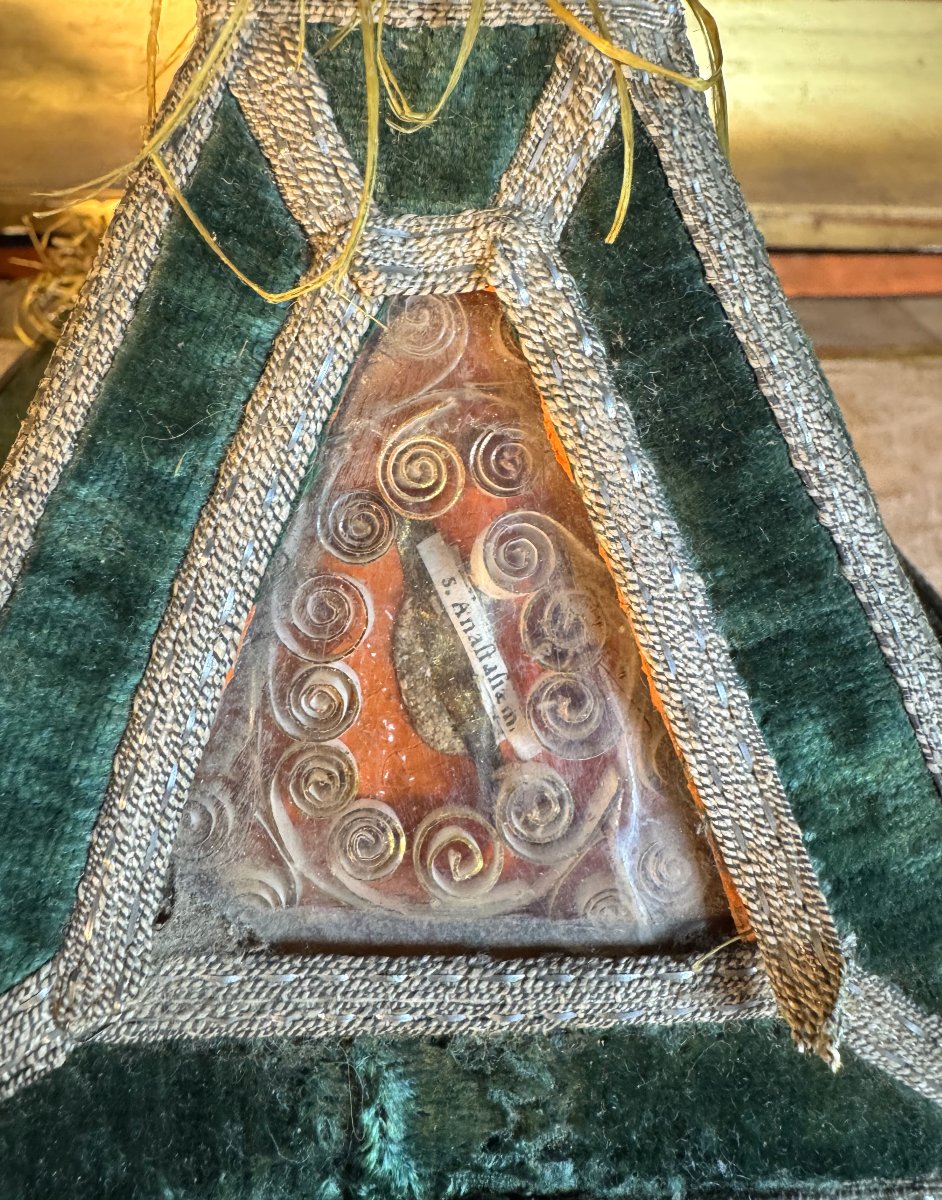 Reliquary Shrine In Its Wooden Box - 18th Century -photo-5