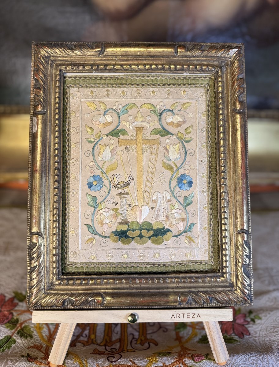 Broderie Aux Arma Christi - XVIIIe-photo-2
