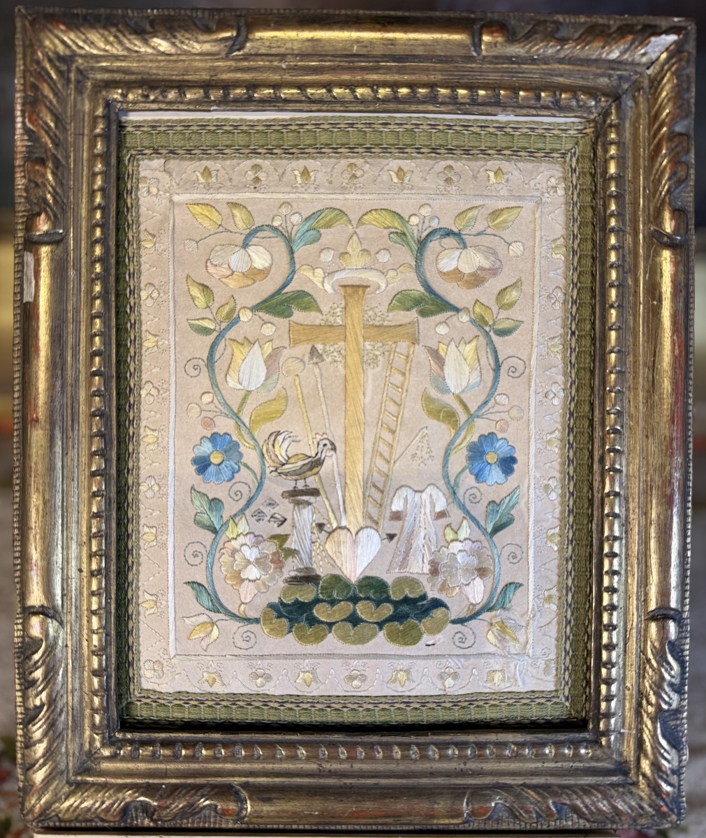 Broderie Aux Arma Christi - XVIIIe
