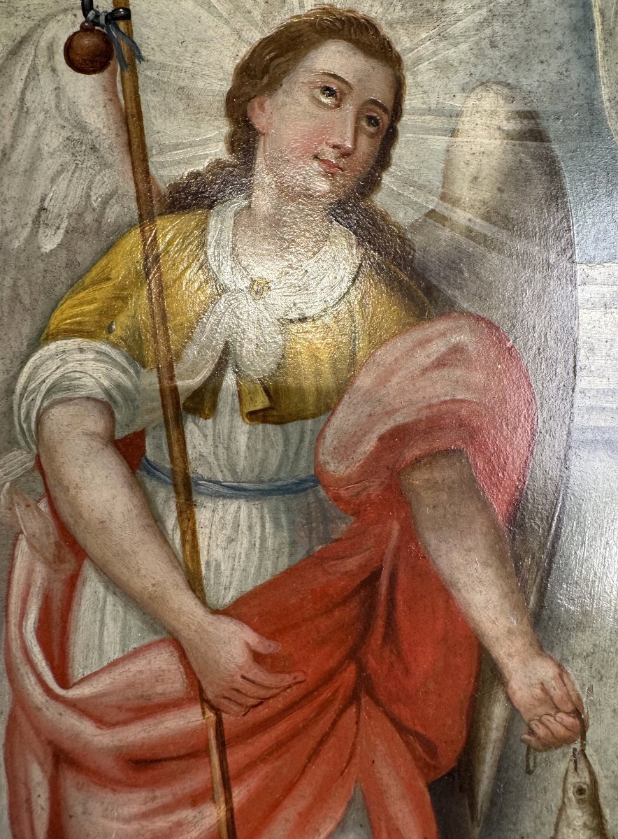 Raphael And The Fish - Oil On Copper - Early 18th Century -photo-1