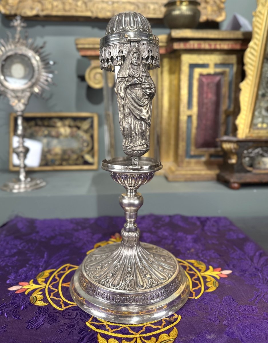 Reliquary With The Image Of Saint Clare - 18th Century -photo-4