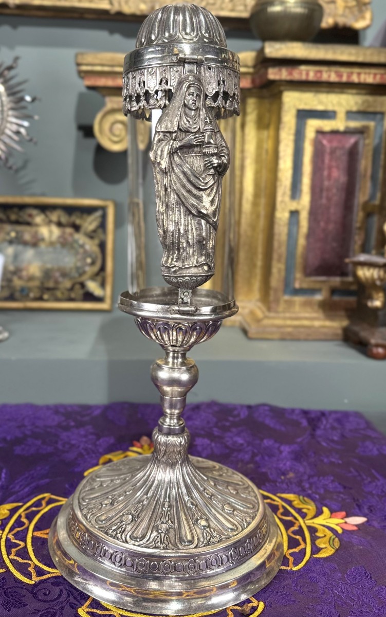 Reliquary With The Image Of Saint Clare - 18th Century 