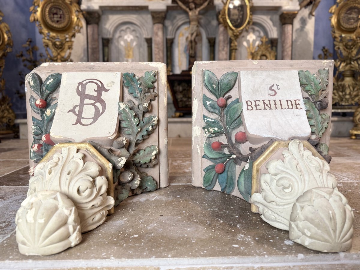 Paire de consoles de chapelle - Saint Bénilde - XXe-photo-4