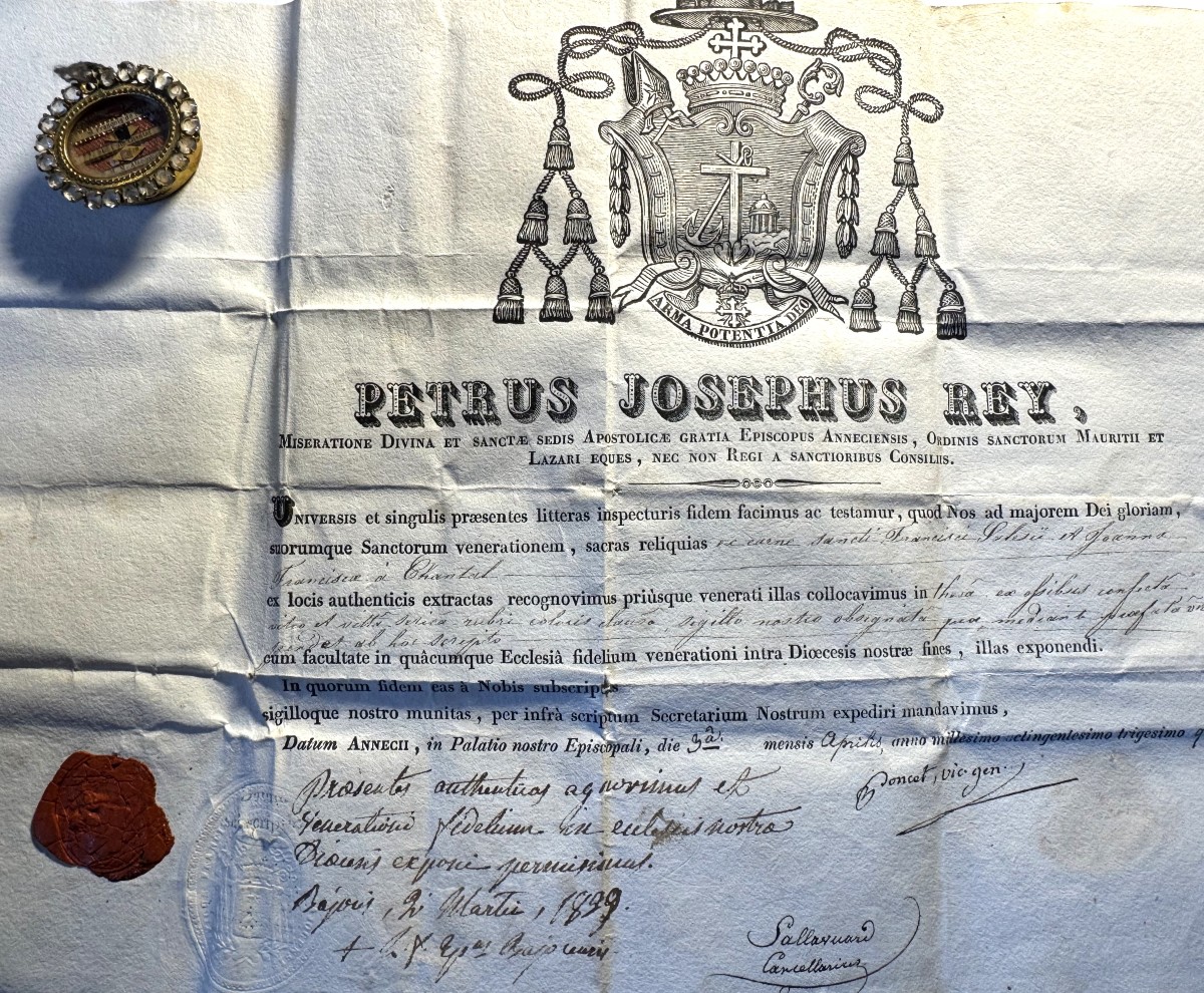 Reliquary Book And Its Authenticated 1834 Manuscript - Honor To The Visitation Nuns -photo-1