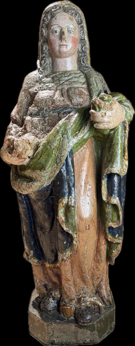 Grande Sculpture d’une Sainte - XVIIe 