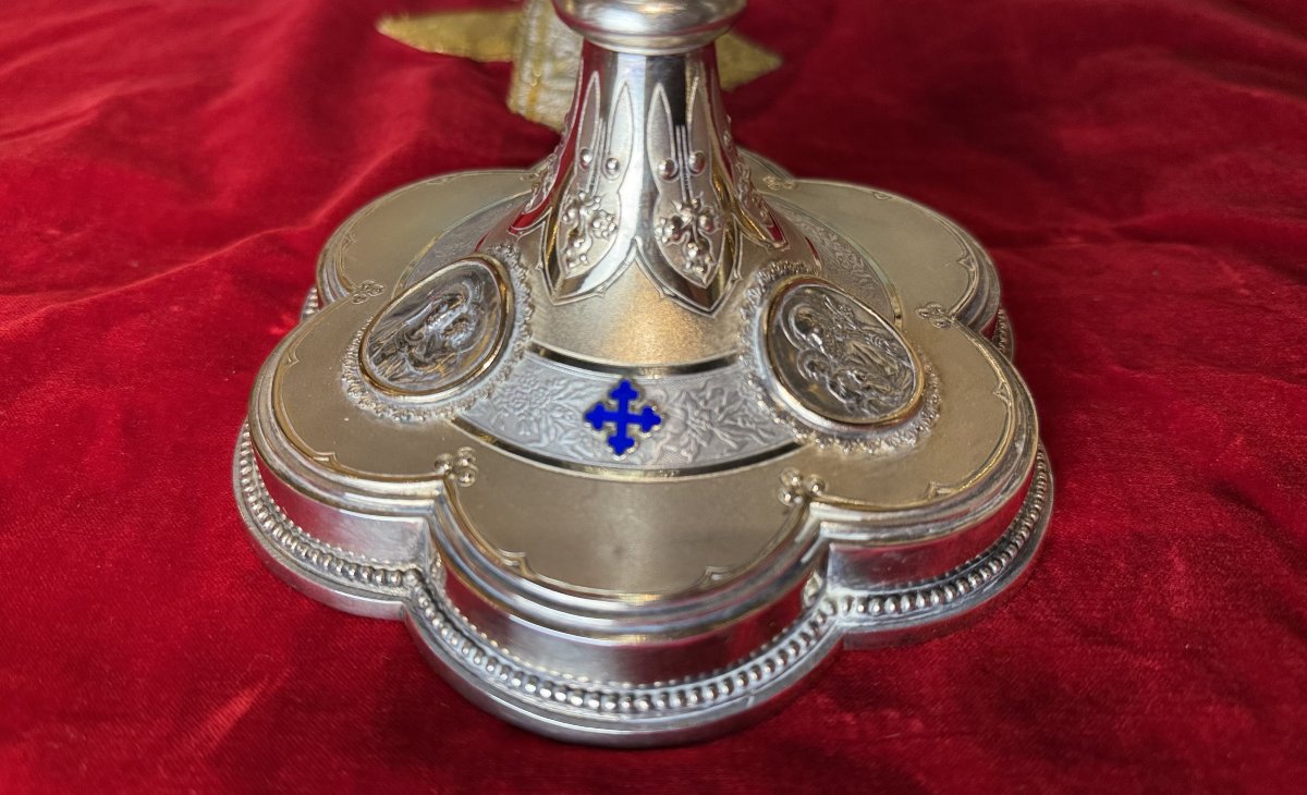 Calice aux trois médaillons et sa patène - XIXe -photo-4
