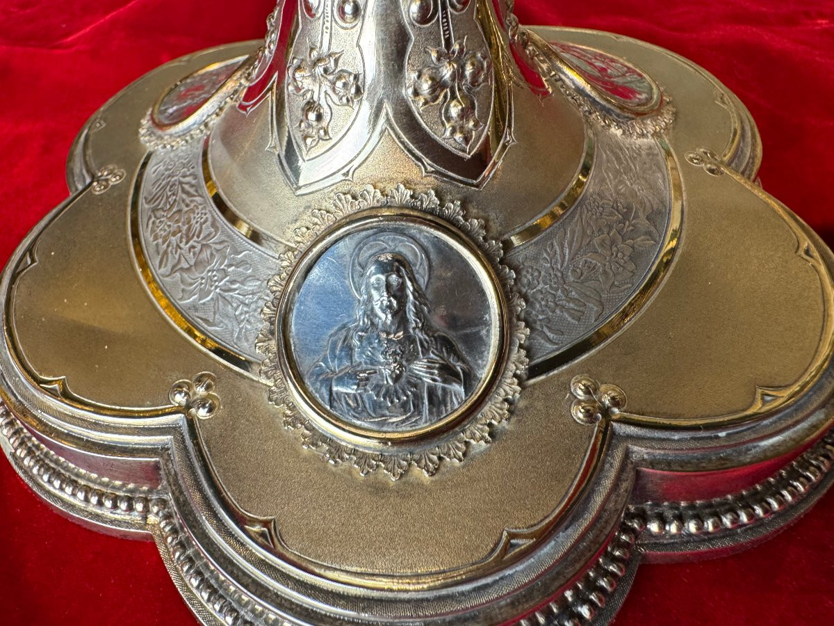 Calice aux trois médaillons et sa patène - XIXe -photo-5