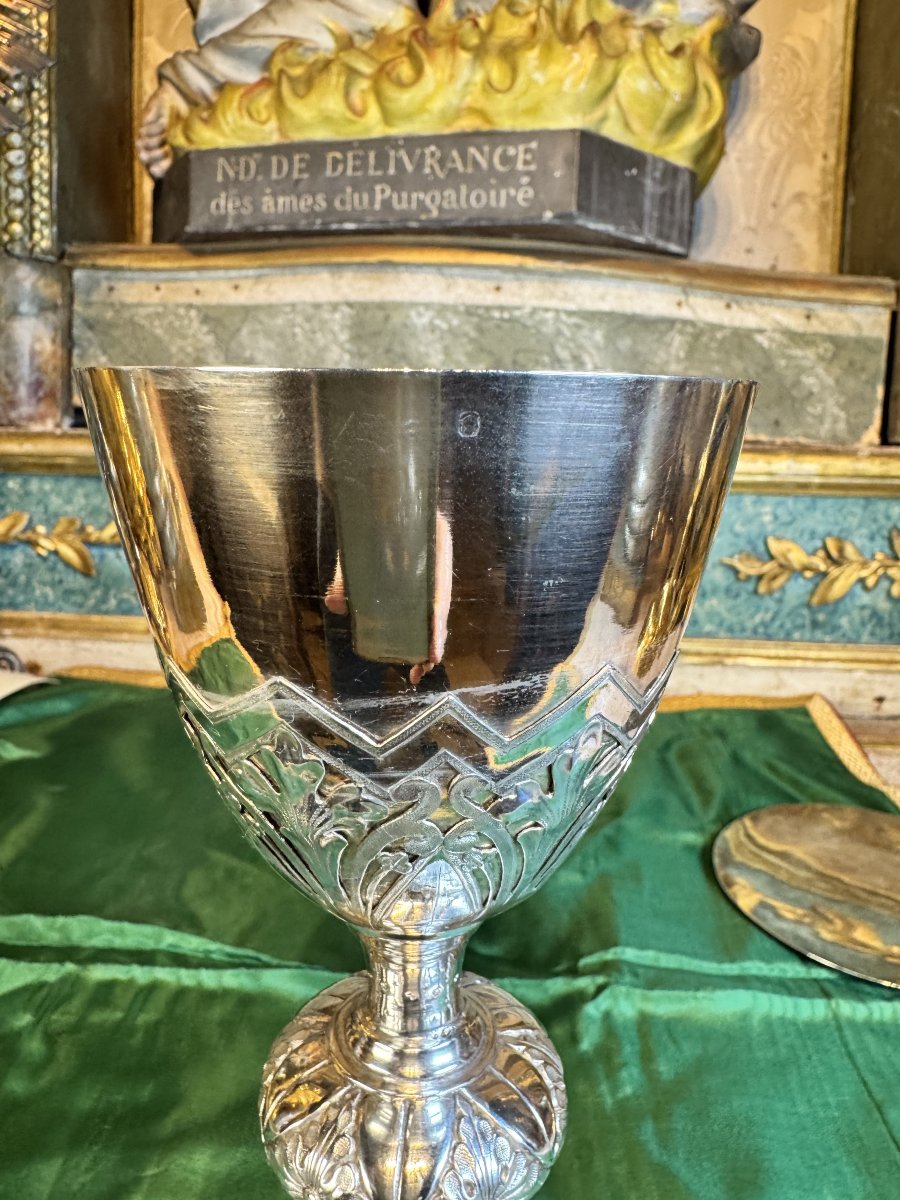 Silver Chalice And Paten - 19th Century -photo-1