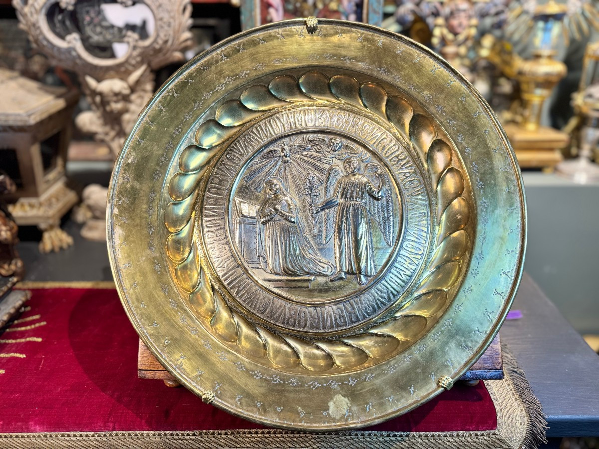 Offering Dish Decorated With The Annunciation - 19th Century 