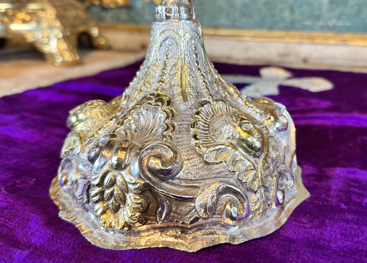 Grand Calice en argent et vermeil - XIXe  -photo-2
