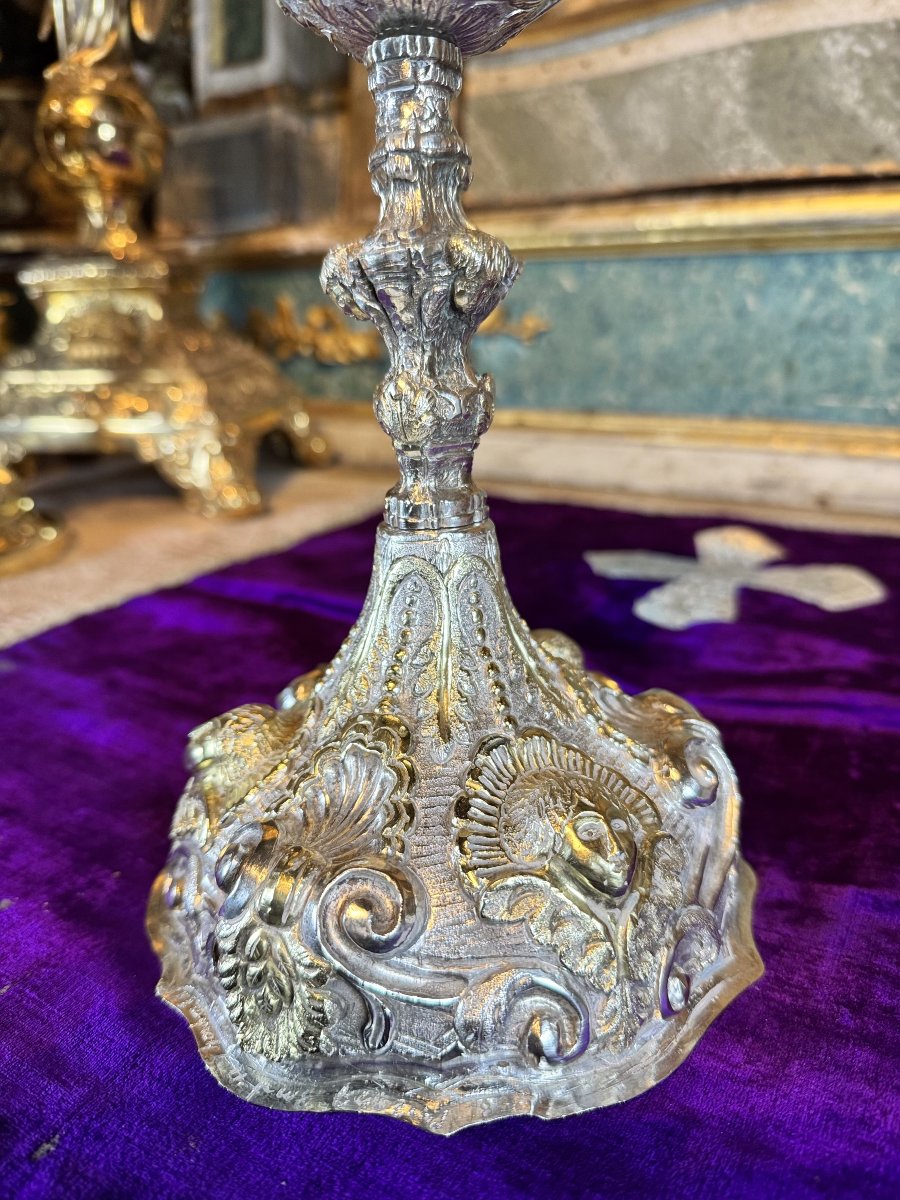 Grand Calice en argent et vermeil - XIXe  -photo-3