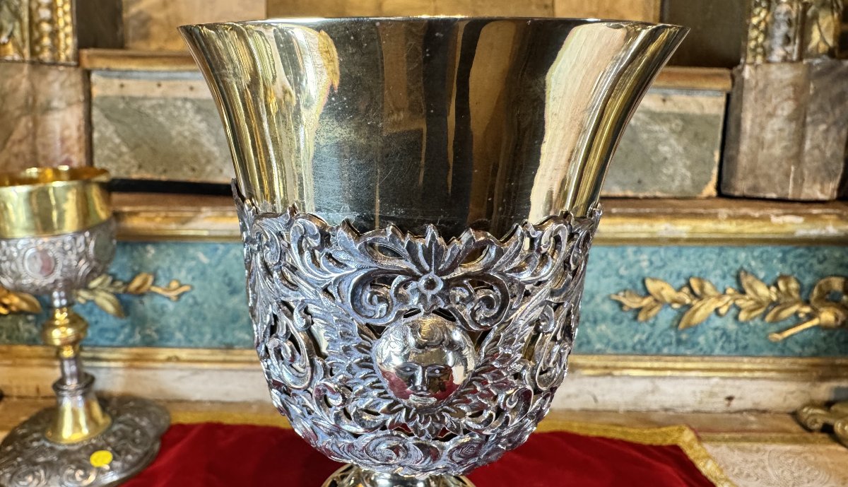 Imposing Armenian Chalice In Silver And Vermeil - 19th Century -photo-2