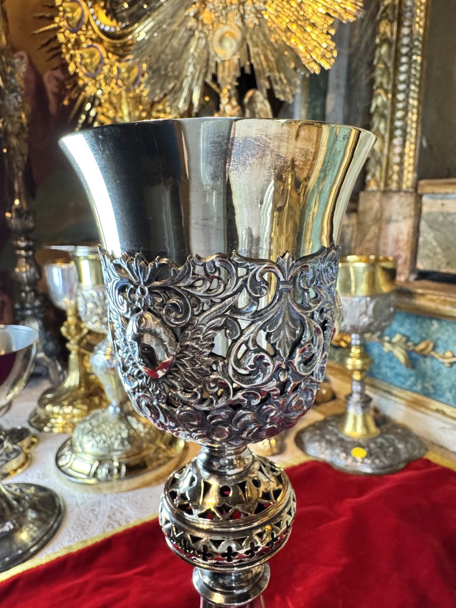 Imposing Armenian Chalice In Silver And Vermeil - 19th Century -photo-3