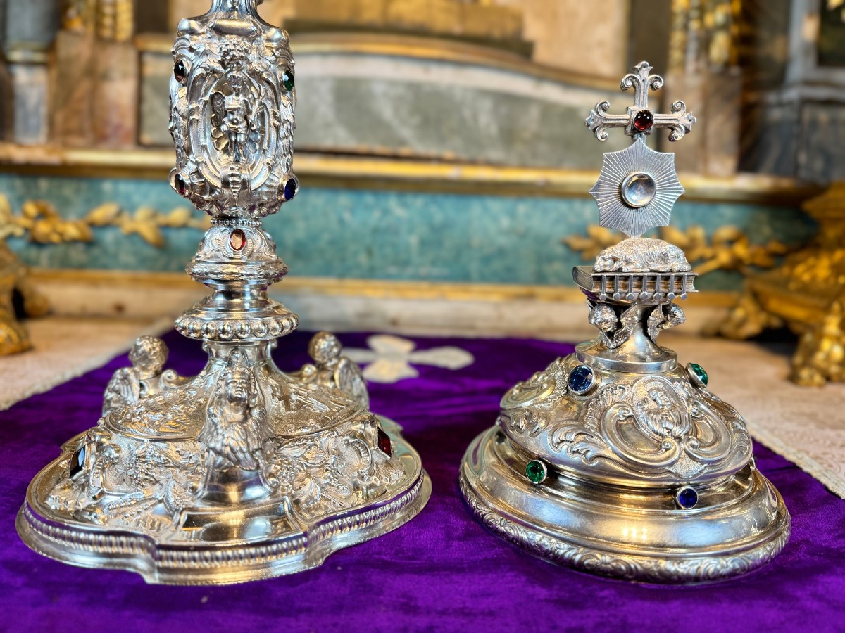 Ciboire en argent - modèle cathédrale - XIXe-photo-2