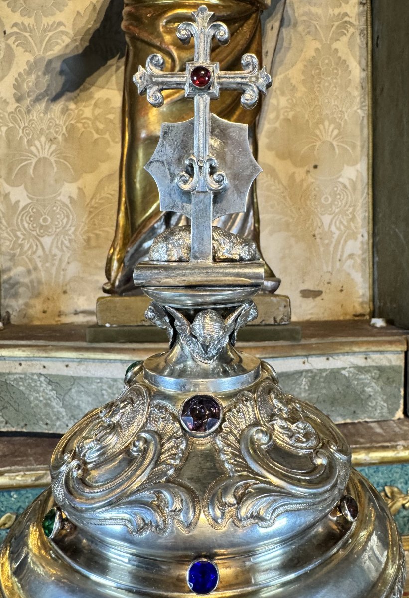 Silver Ciborium - Cathedral Model - 19th Century-photo-6