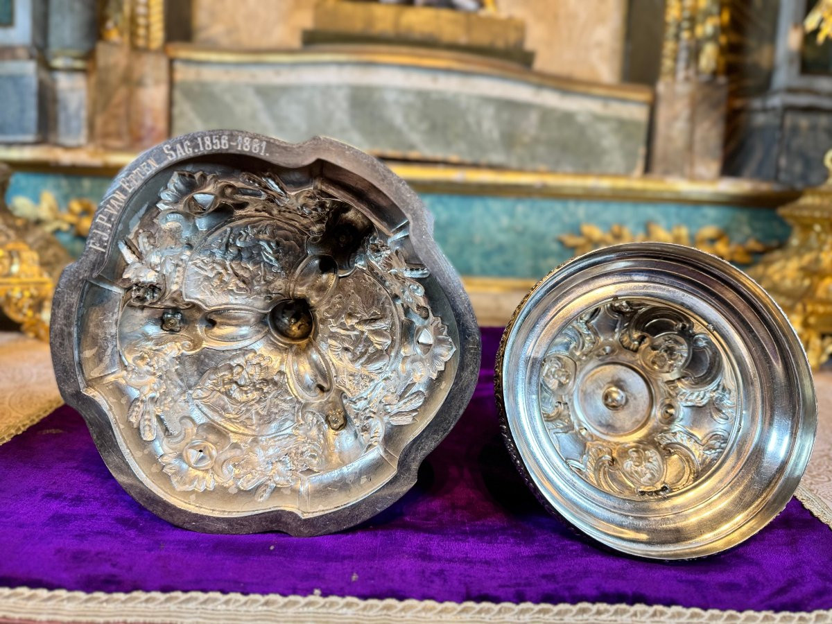 Silver Ciborium - Cathedral Model - 19th Century-photo-8