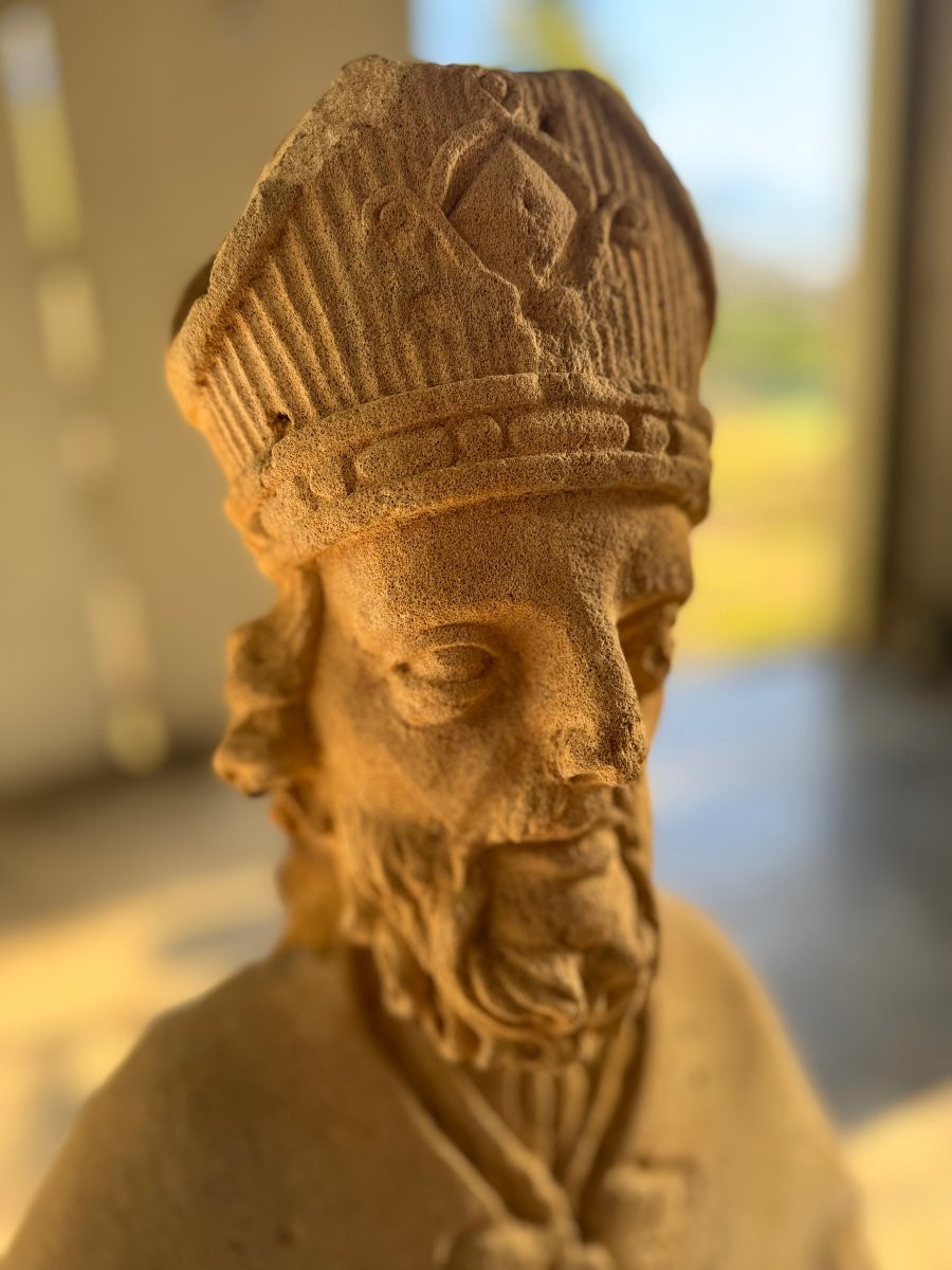 Stone Statue Of Saint Nicholas - 18th Century -photo-4