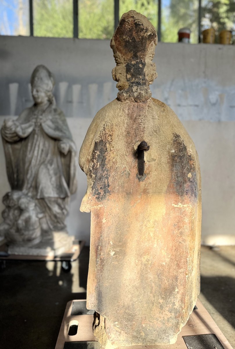 Stone Statue Of Saint Nicholas - 18th Century -photo-4