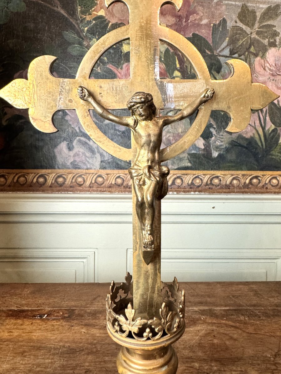 Garniture d’autel en bronze doré - XIXe-photo-3