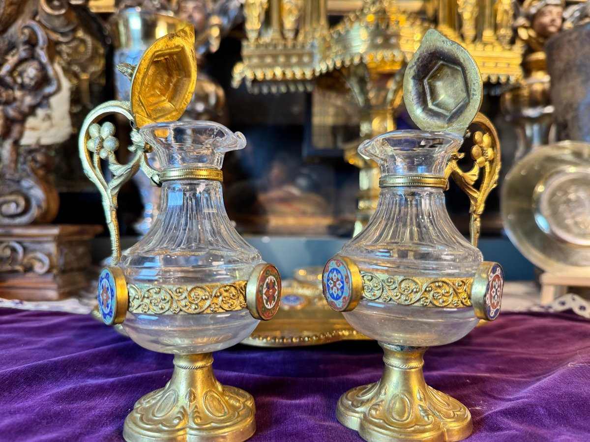 Paire de burettes et lavabo - XIXe -photo-3