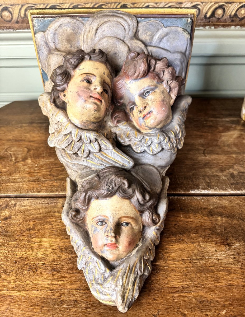 Pair Of Wall Sconces Decorated With Cherubs - 19th Century-photo-4