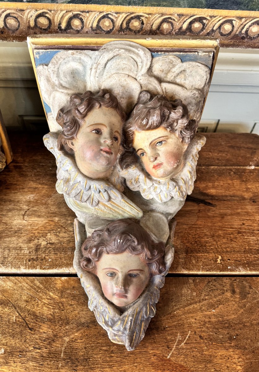 Pair Of Wall Sconces Decorated With Cherubs - 19th Century-photo-1
