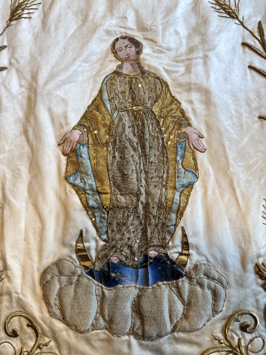 Large Marian Processional Banner – 19th Century -photo-1