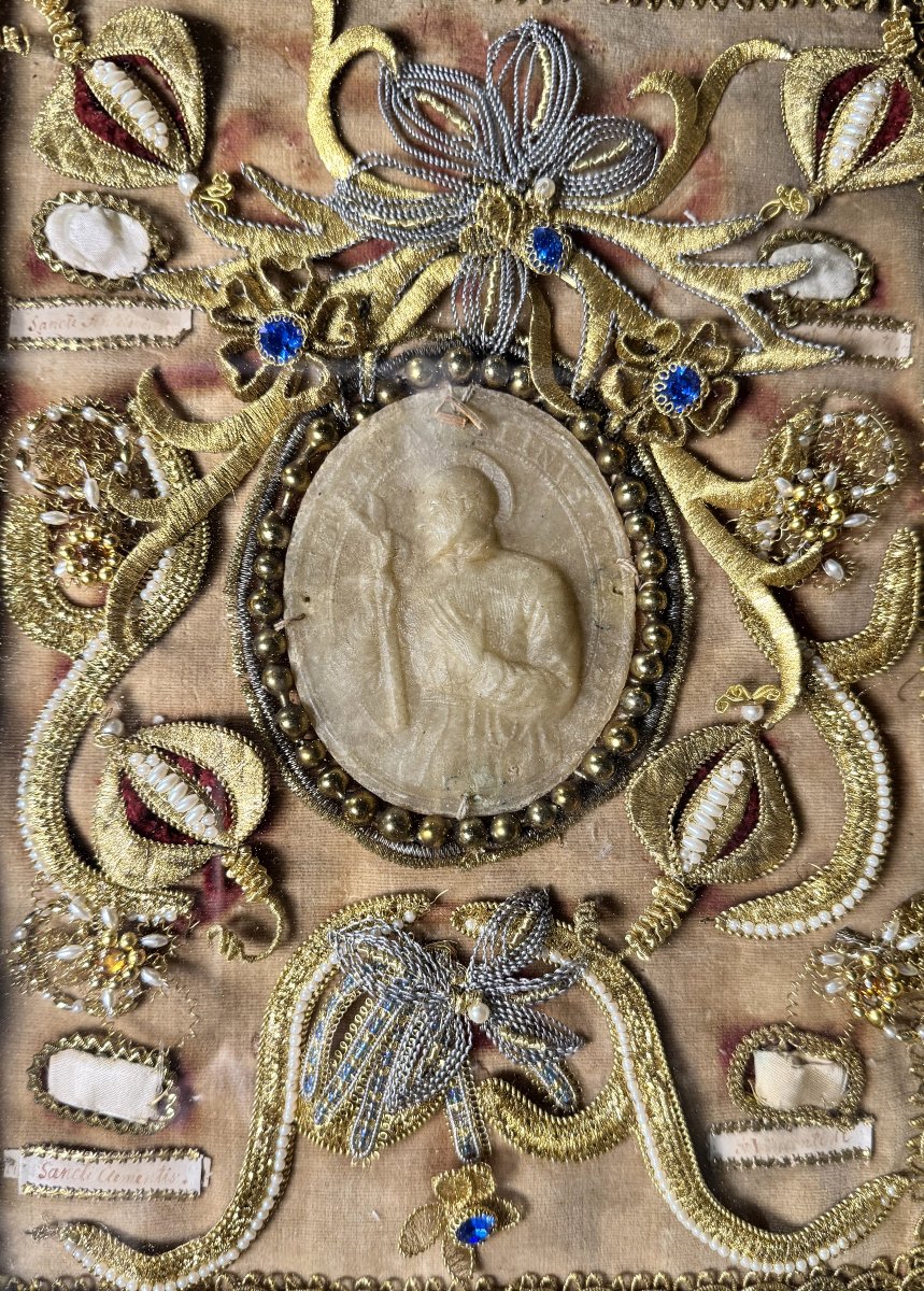 Reliquary With Four Relics And Its Agnus Dei - 19th Century -photo-1