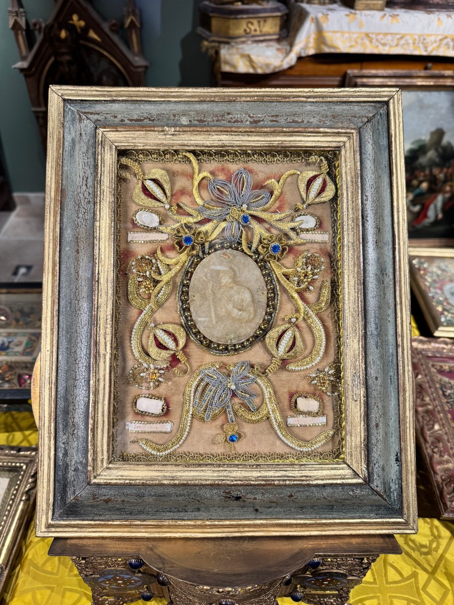 Reliquary With Four Relics And Its Agnus Dei - 19th Century 
