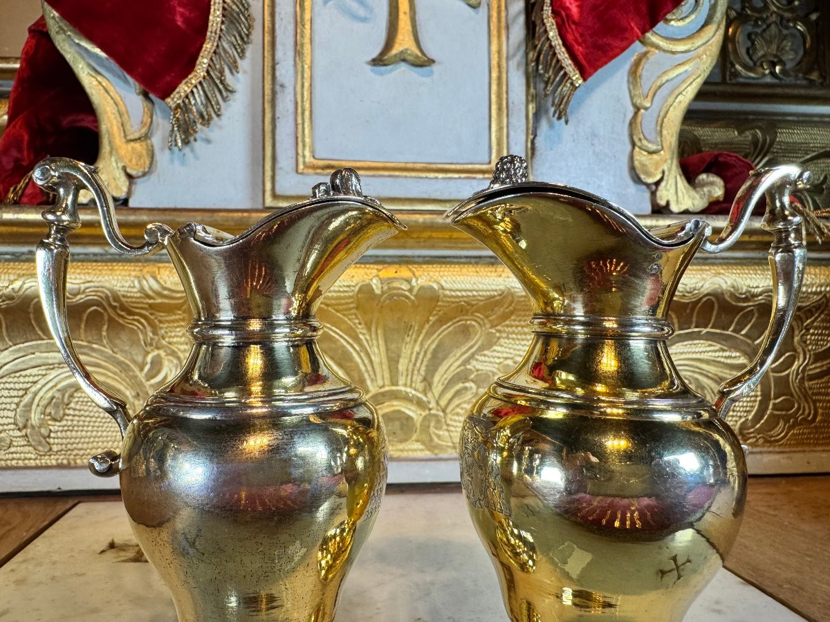 Large Pair Of Armorial Cruets - 18th Century-photo-4