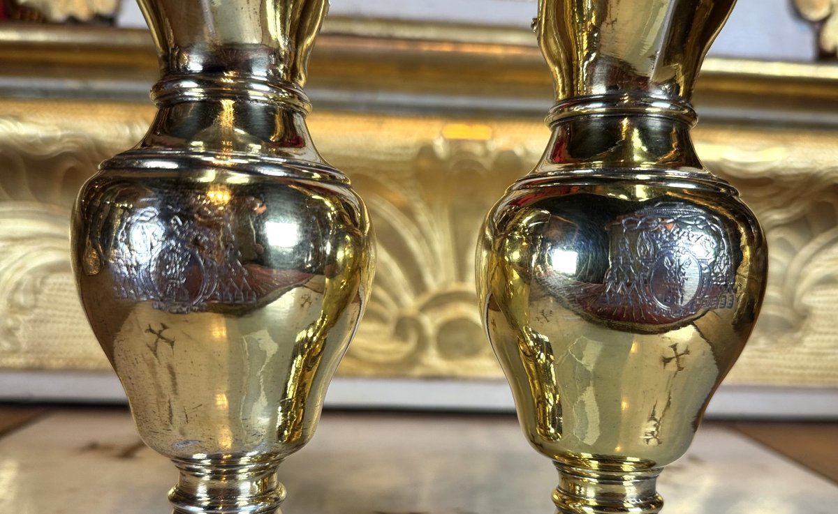 Large Pair Of Armorial Cruets - 18th Century-photo-2