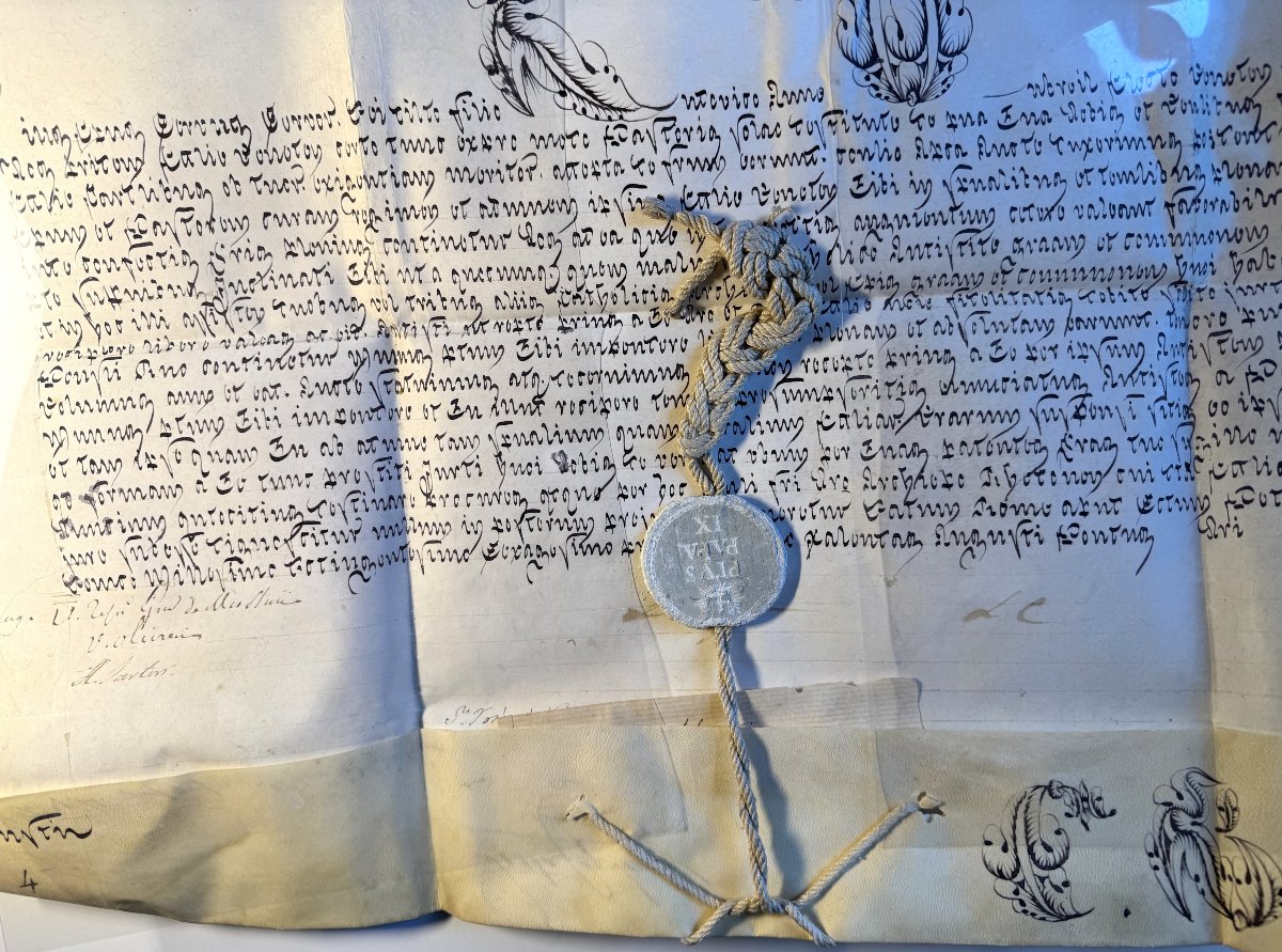 Bull Of Pius IX (1792-1878) With His Seal - 19th Century-photo-2