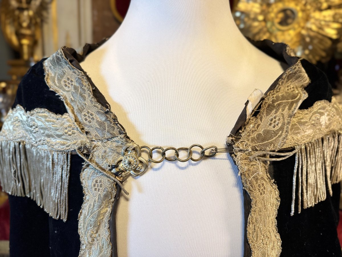 Chape Sacerdotale velours bleu nuit - XIXe-photo-4